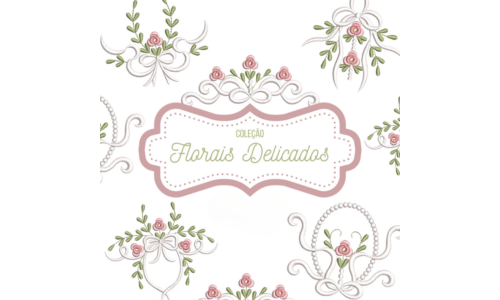 Matrizes de Bordado - Florais Delicados com Laços e Pérolas