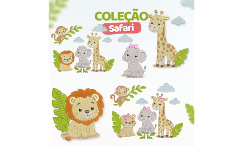 Matrizes de Bordado - Coleção Safari com Cenário