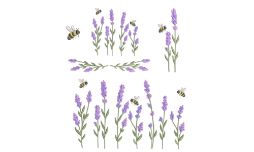 Matrizes de Bordado - Mini Kit Lavanda com Abelhinhas Encantadas