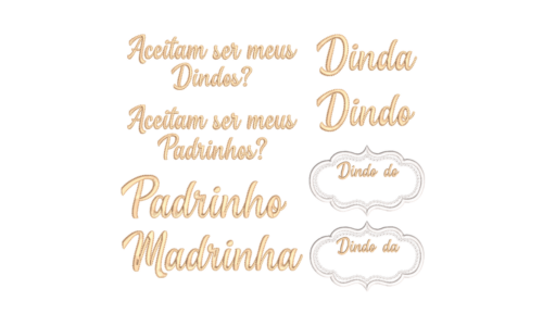 Matrizes de Bordado - Frases Dindo e Dinda para Personalização de Presentes